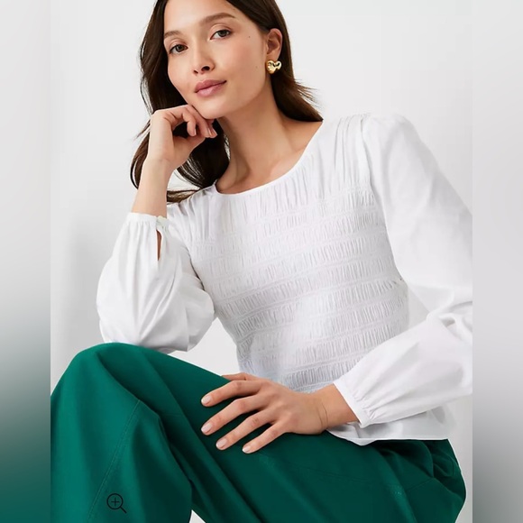 Ann Taylor Smocked Peplum Blouse NWT! - Picture 10 of 11